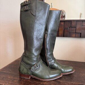 Frye Women Knee High Dorado Buckle Riding Boot dark green sz 7